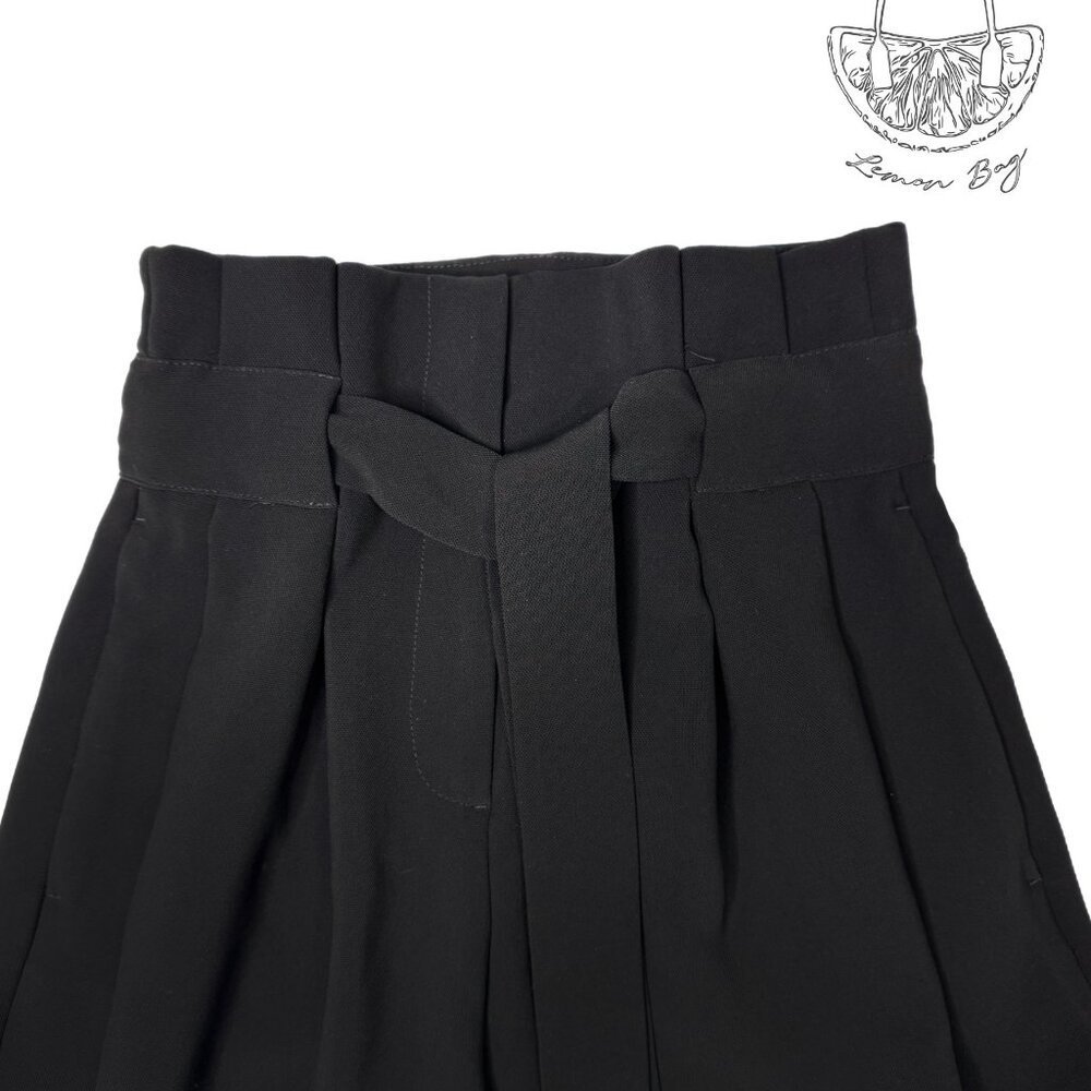 H&M / High Waisted Wide Belted Cropped Pants / Size 0 / Color Black - Picture 5 of 6